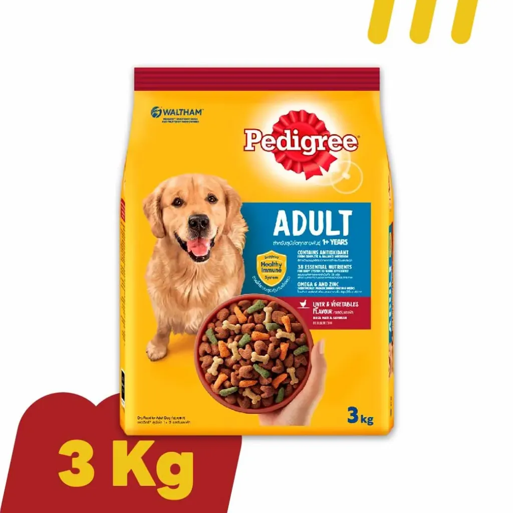 Pedigree 3Kg. Adult สำหรับสุนัขโต รสตับและผัก