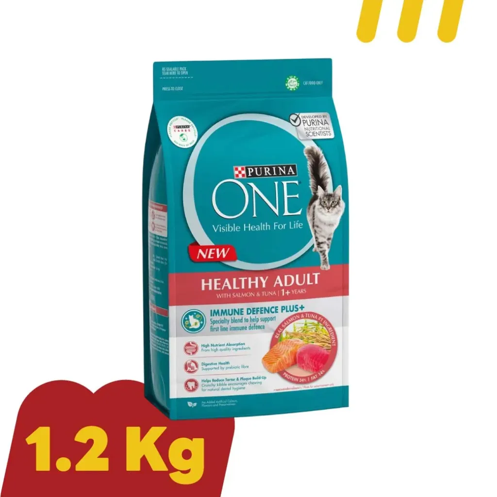 [11-PURI-0005] Purina ONE 1.2Kg.(แดง) อาหารแมวโต สูตรวันเฮลท์ตี้ อะดัลท์  แซลมอนและทูน่า