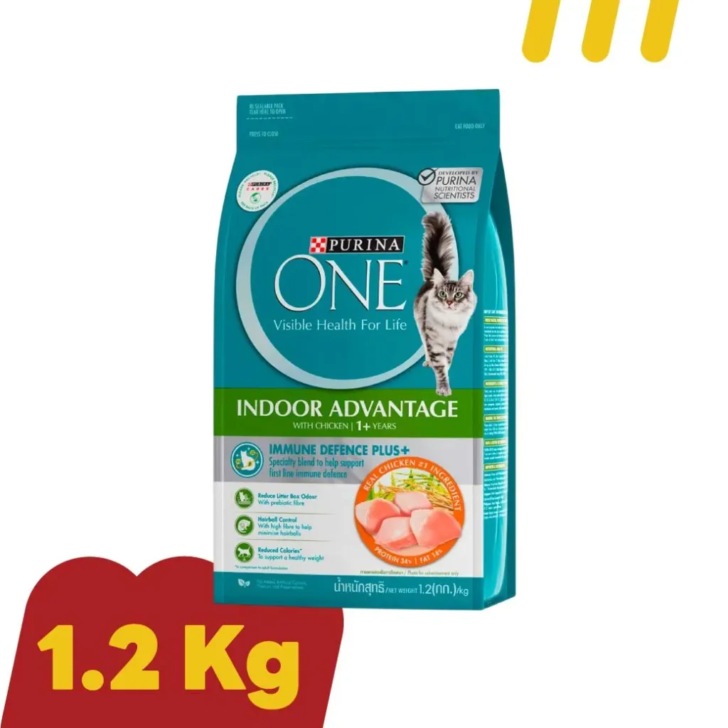 Purina ONE 1.2Kg.(เขียวอ่อน) อาหารแมวโต สูตรเลี้ยงในบ้าน สูตรไก่