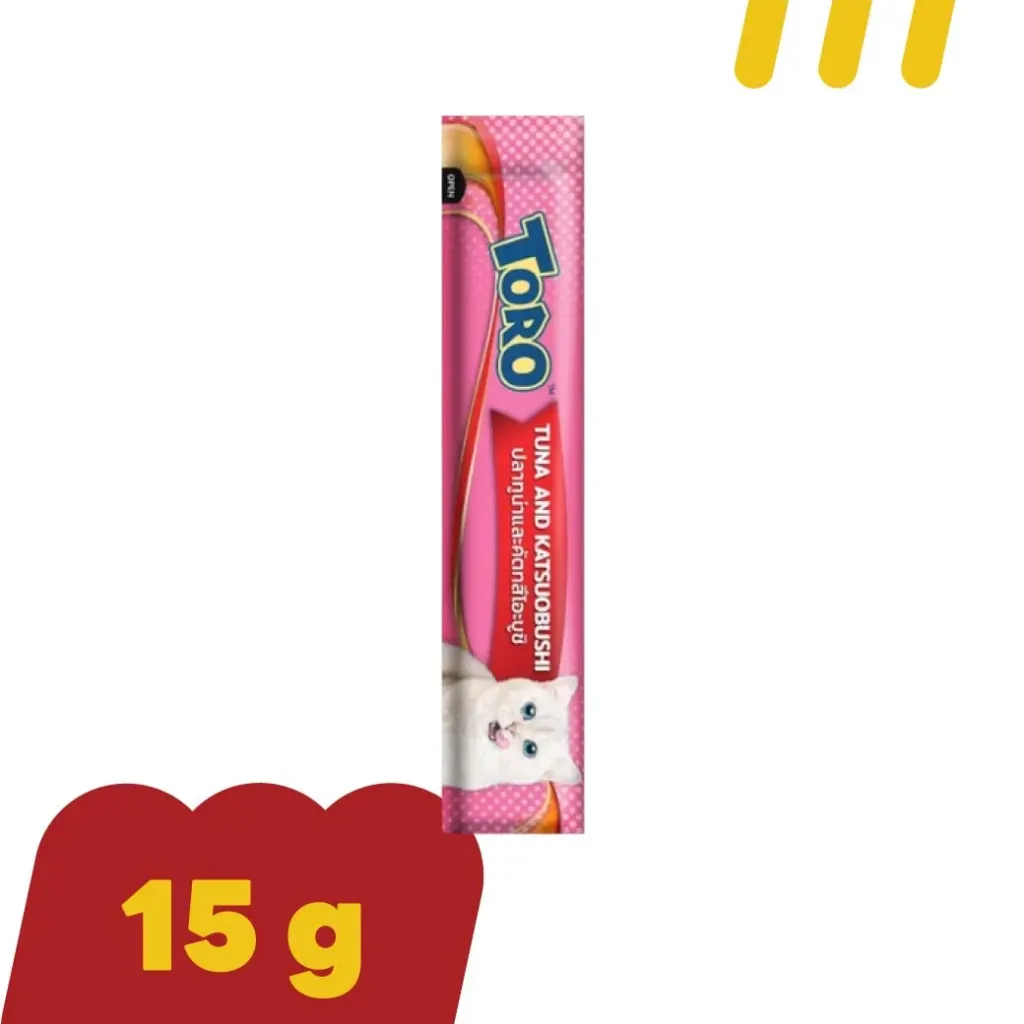 [11-TORO- O0020] (ขนมแมวเลีย) โทโร่ 15gx5Pcs(ชมพูนม) (Creamy)รสปลาทูน่าและคัตทสึโอะบูชิ (แบบซอง)