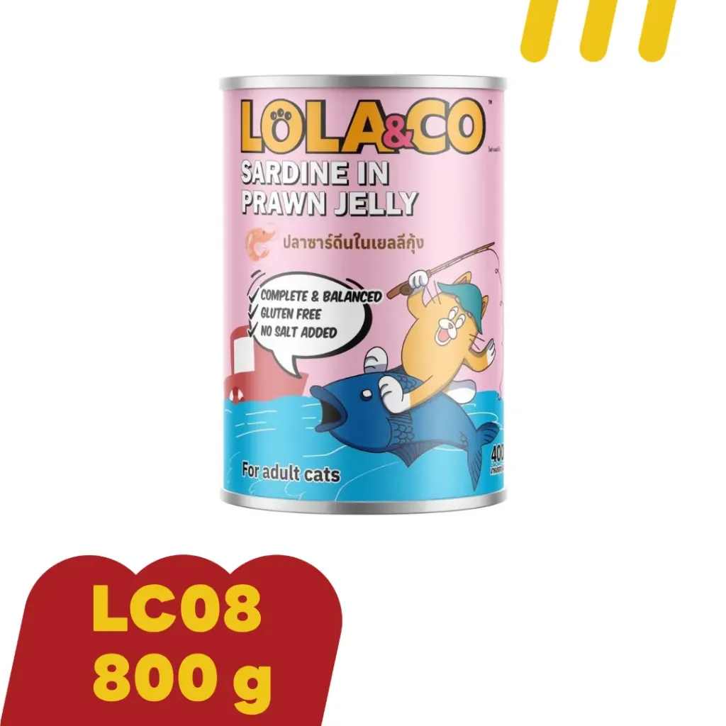 Lola&Co 400g LC08 อาหารแมว รสปลาซาร์ดีนในเยลลี่กุ้ง