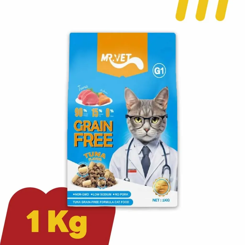 Mr.VetG 1Kg (G1)GrainFree อาหารแมว สูตรปลาทูน่า แซลมอน