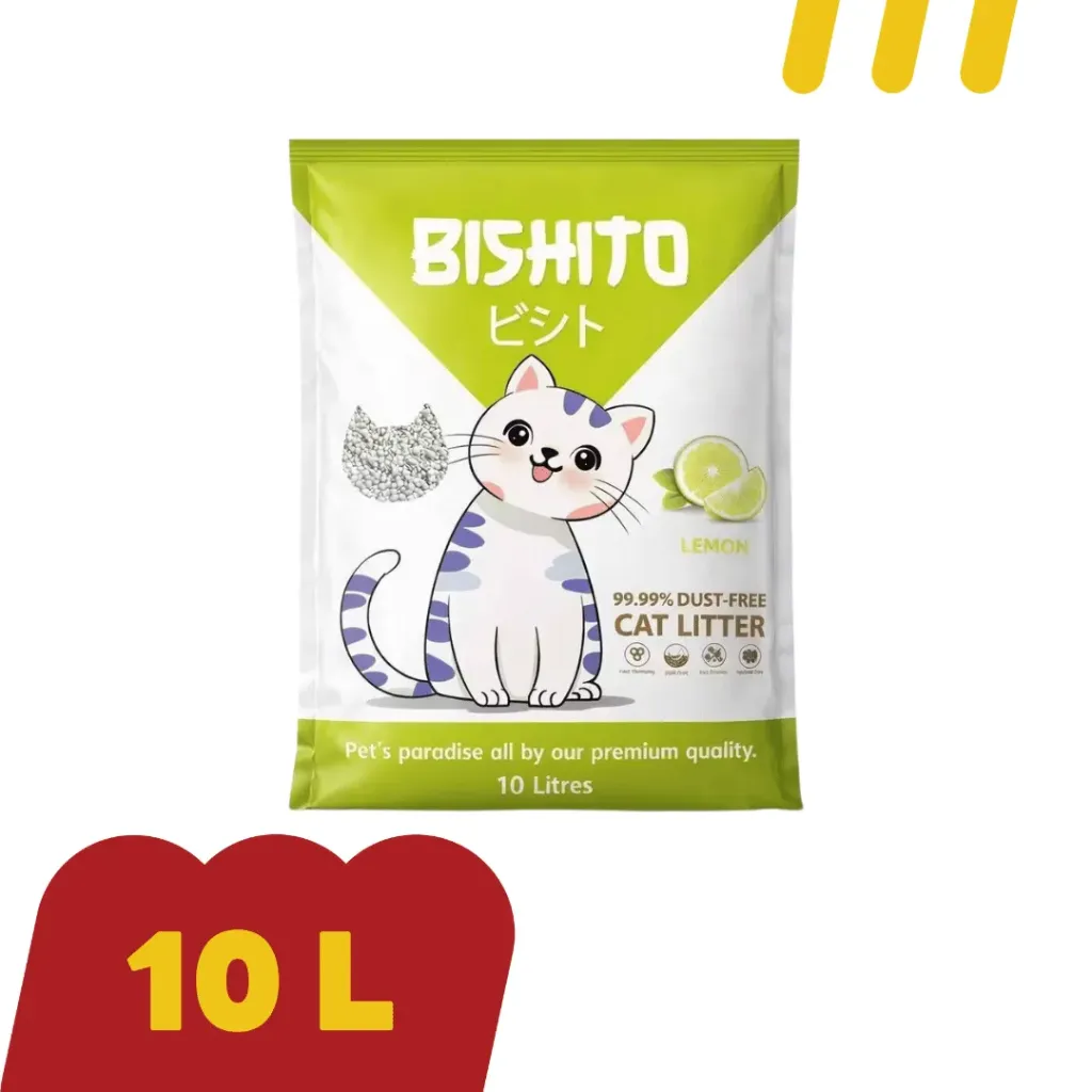Bishito 10L (สีเขียวอ่อน) ทรายแมว กลิ่น มะนาว