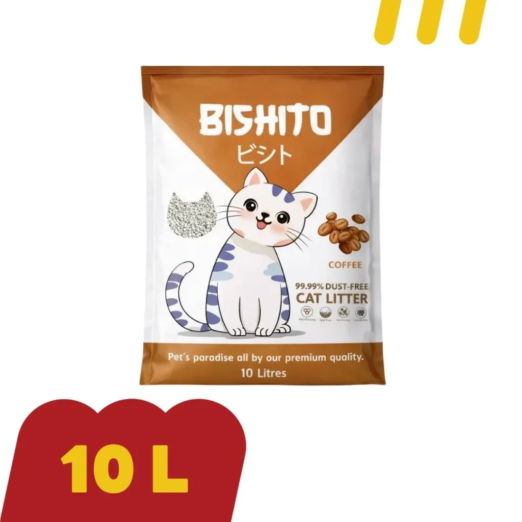 Bishito 10L (สีน้ำตาล) ทรายแมว กลิ่น กาแฟ