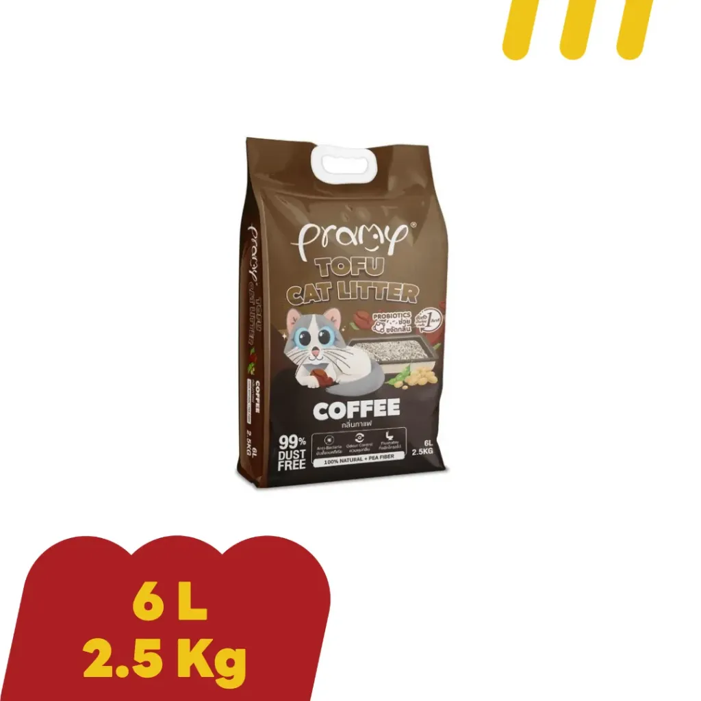 Pramy ToFu Cat Litter 6L ทรายเต้าหู้ กลิ่นกาแฟ