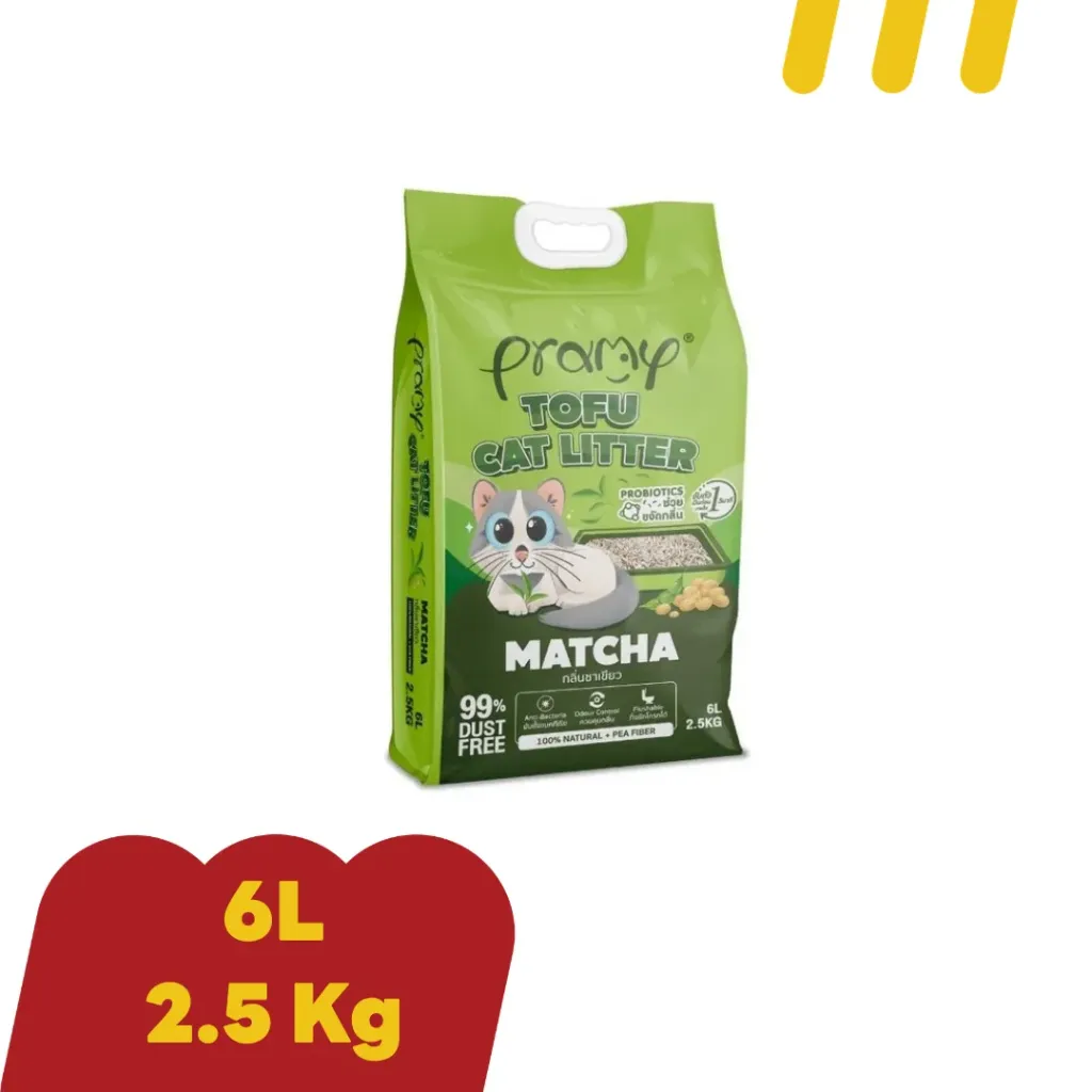 Pramy ToFu Cat Litter 6L ทรายเต้าหู้ กลิ่นชาเขียว