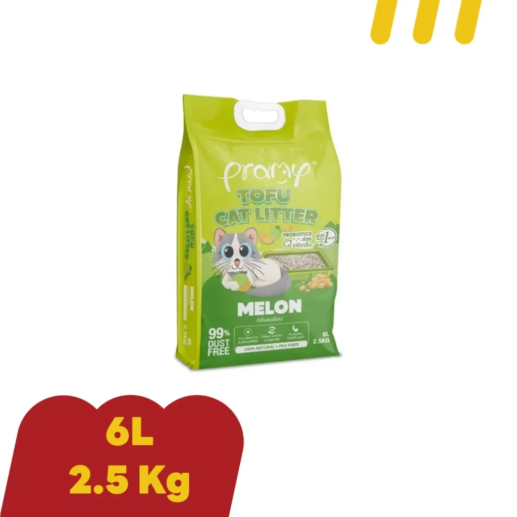 Pramy ToFu Cat Litter 6L ทรายเต้าหู้ กลิ่นเมล่อน