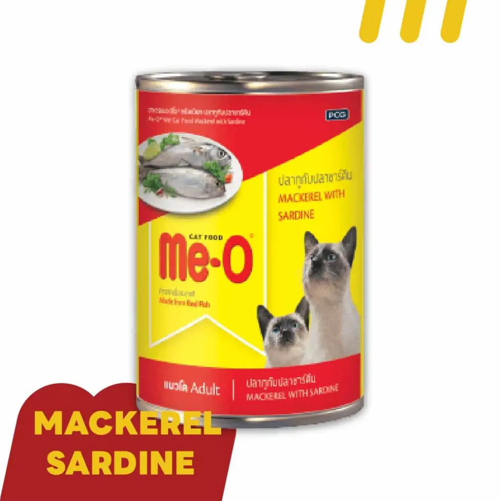 Me-O 400g/กระป๋อง (แดง) (อาหารแมว) ปลาทูกับปลาซาร์ดีน