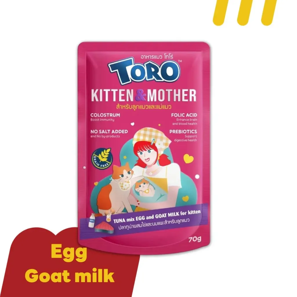 Toro 70g TR60 สำหรับลูกแมว ปลาทูน่าผสมไข่และนมแพะ