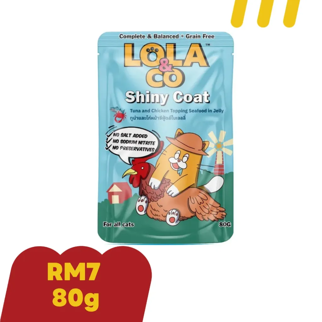 [11-LOLA-&CO005] Lola&Co 80g ShinyCoat RM7 อาหารแมว รสทูน่าและไก่หน้าซีฟู้ดส์ในเจลลี่