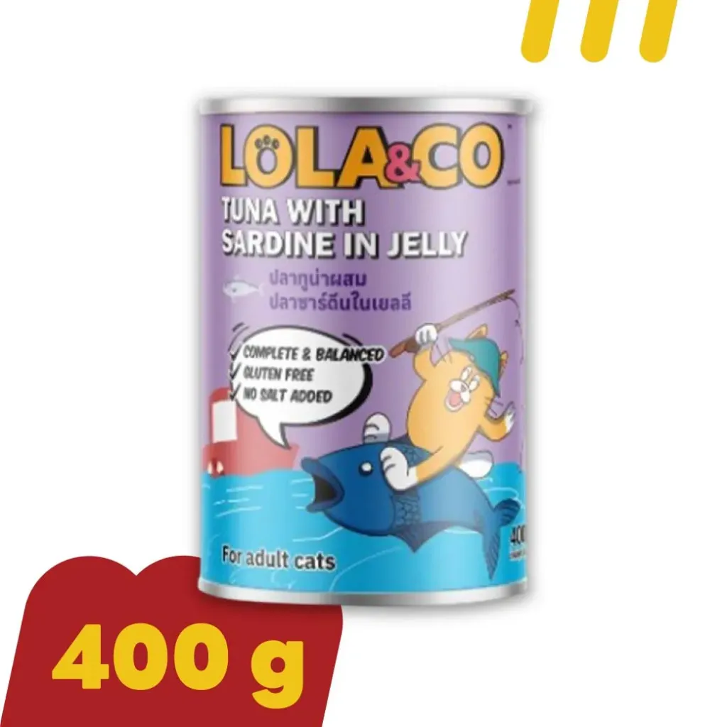 Lola&Co 400g LC02 อาหารแมว รสปลาทูน่าผสมปลาซาร์ดีนในเยลลี่