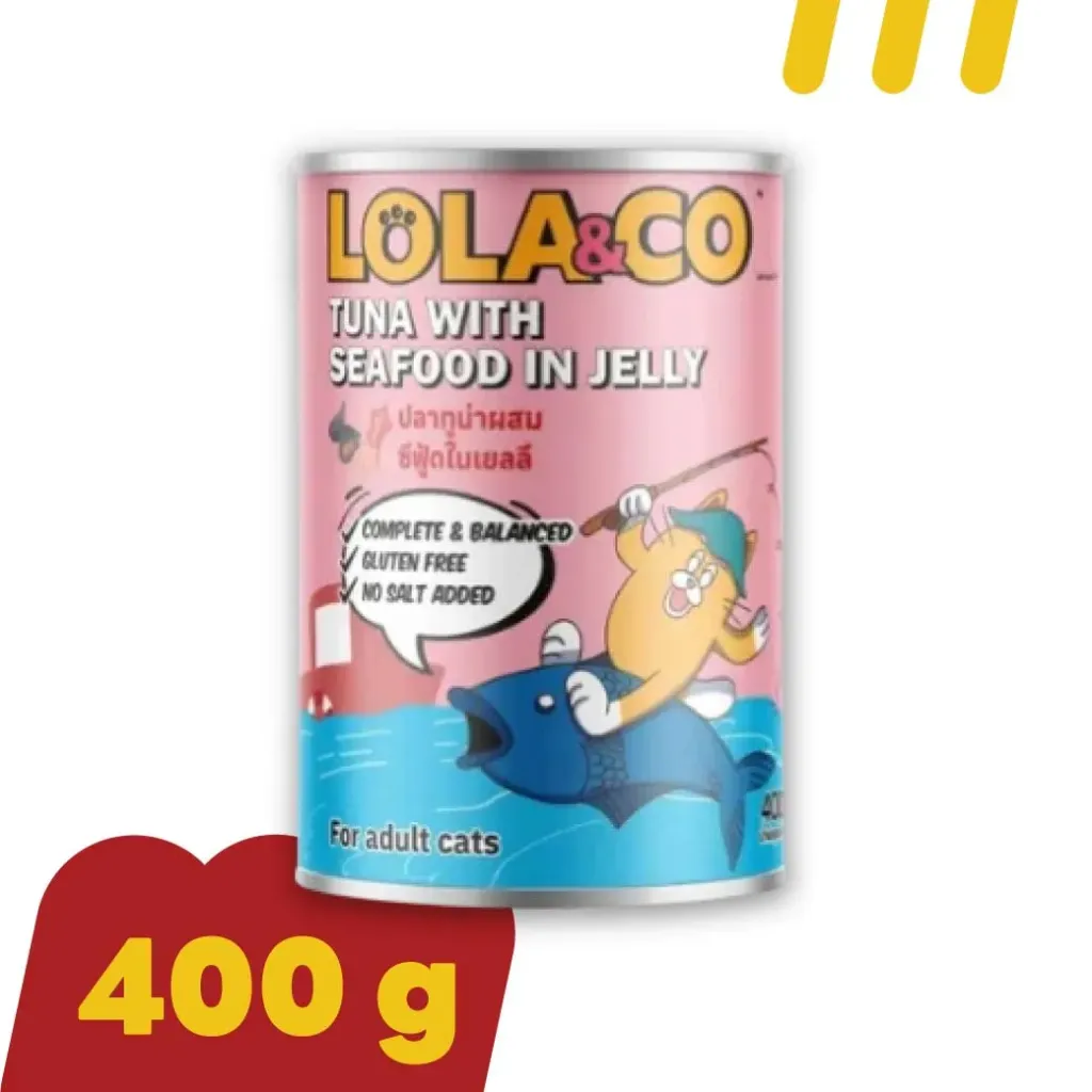 [11-LOLA-&CO018] Lola&Co 400g LC04 อาหารแมว รสปลาทูน่าผสมซีฟู้ดในเยลลี่