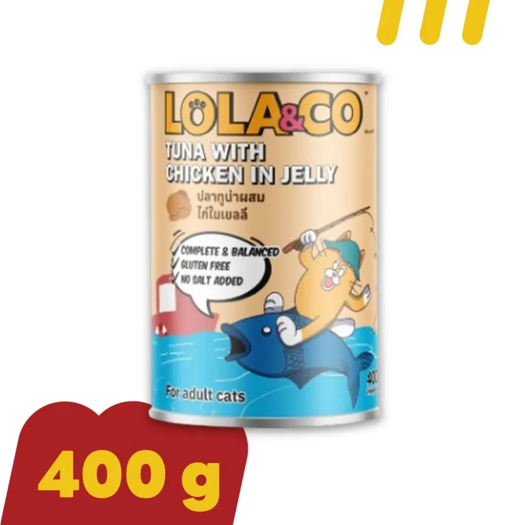 [11-LOLA-&CO019] Lola&Co 400g LC05 อาหารแมว รสปลาทูน่าผสมไก่ในเยลลี่