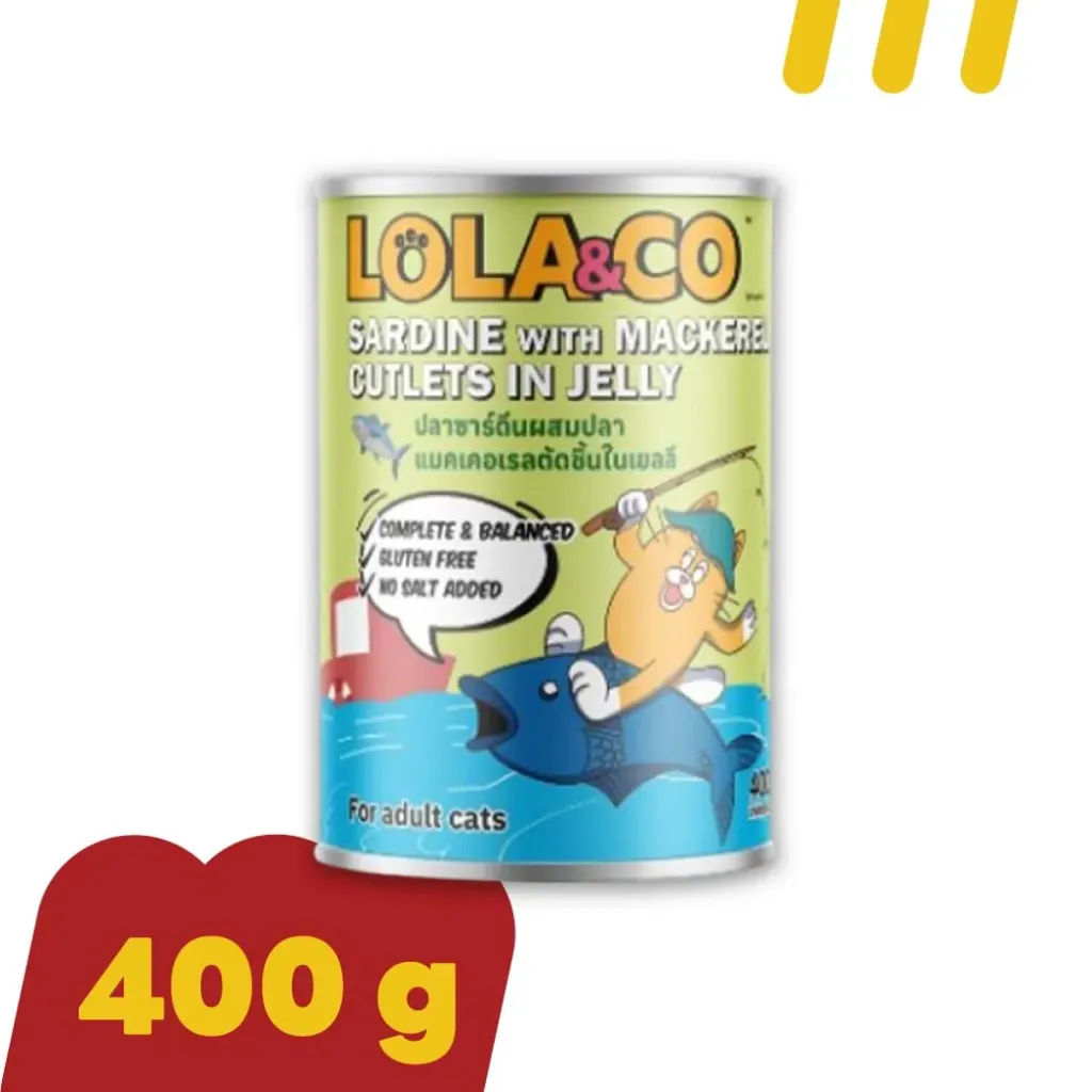 Lola&Co 400g LC07 อาหารแมว รสปลาซาร์ดีนผสมปลาแมคเคอเรลในเยลลี่