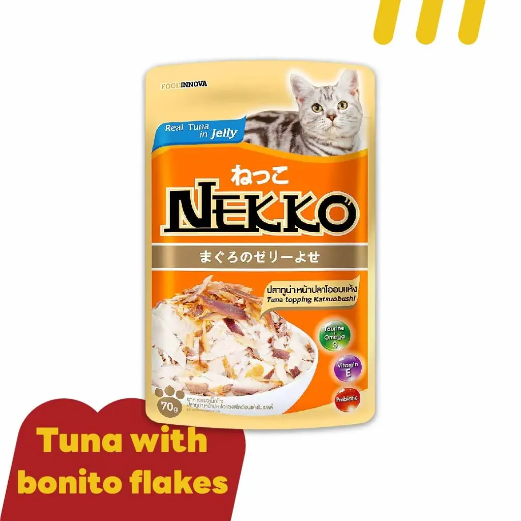 [11-NEKK-O0002] Nekko 70g NP4 (อาหารแมว) ปลาทูน่าหน้าปลาโออบแห้งเยลลี่