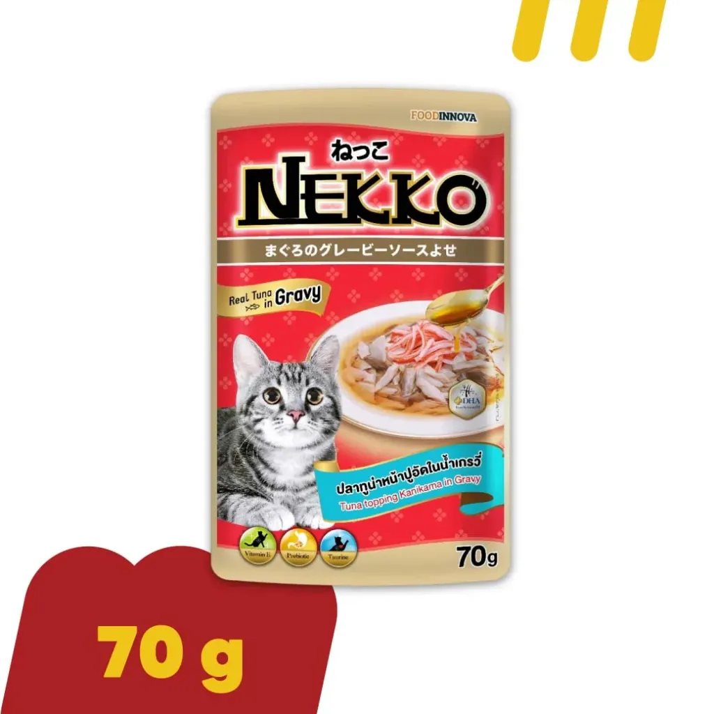 Nekko 70g NP16 (อาหารแมว) ปลาทูน่าหน้าปูอัดในน้ำเกรวี่