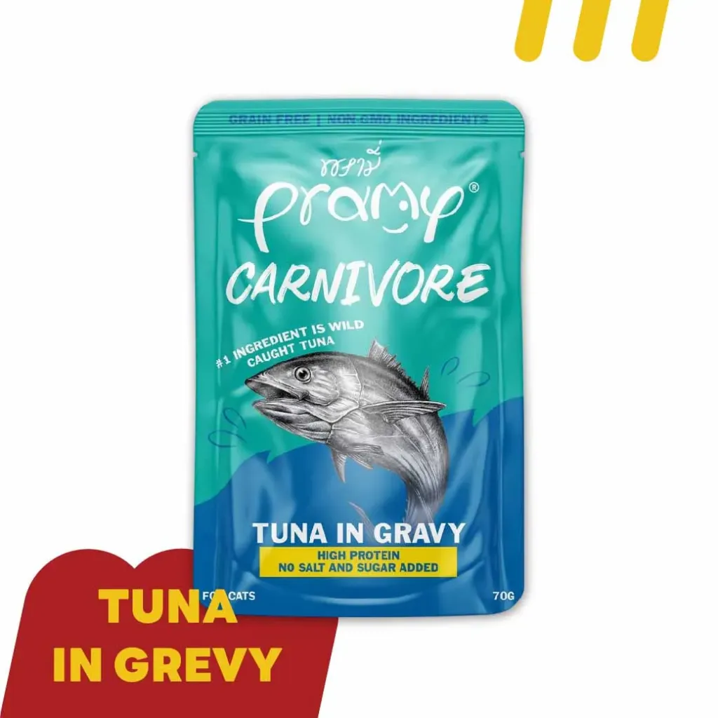 [11-PRAM-Y0015] Pramy Carnivore CV2 70g  (อาหารแมว) ทูน่าในเกรวี่