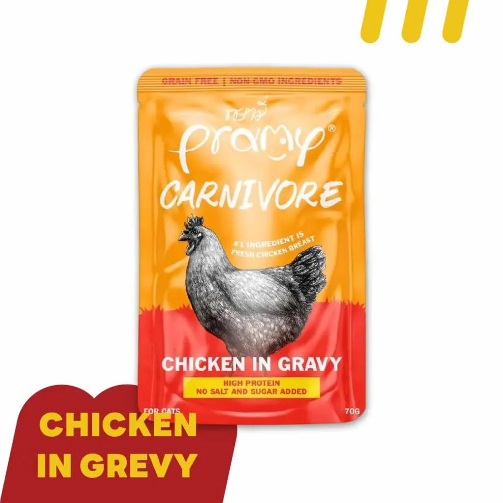Pramy Carnivore CV3 70g   (อาหารแมว) ไก่ในเกรวี่