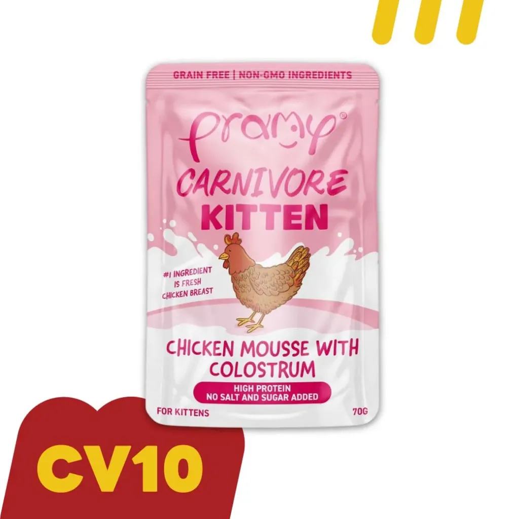 Pramy Carnivore CV10 70g  (อาหารแมว) ไก่มูสกับนมน้ำเหลือง
