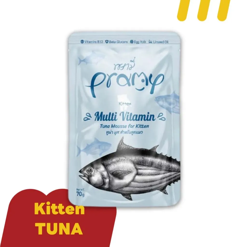 [11-PRAM-Y0036] Pramy Kitten KT1 70g (ฟ้า) ทูน่ามูส สำหรับลูกแมว