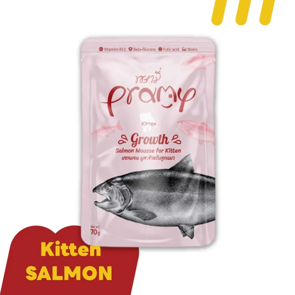 Pramy Kitten KT2 70g (ชมพู) แซลมอน มูส สำหรับลูกแมว