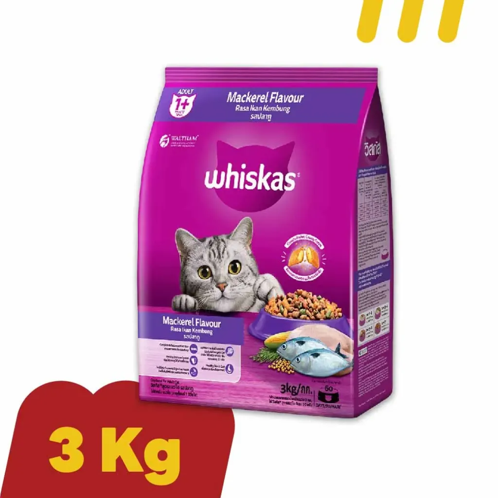 [11-WISK-AS0001] Whiskas 3Kg   อาหารแมวโต รสปลาทู