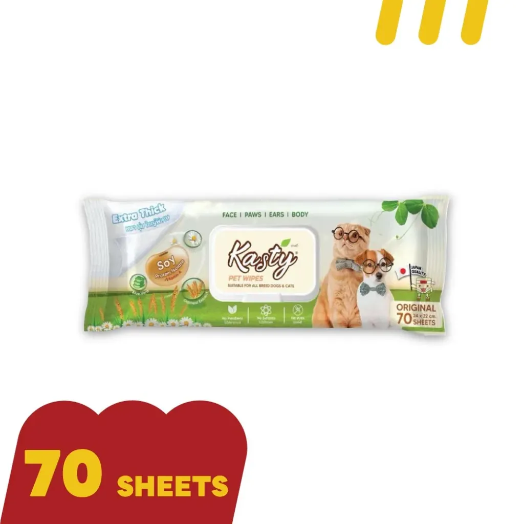 Kasty ทิชชู่ 70แผ่น Original สำหรับทำความสะอาดสัตว์เลี้ยง