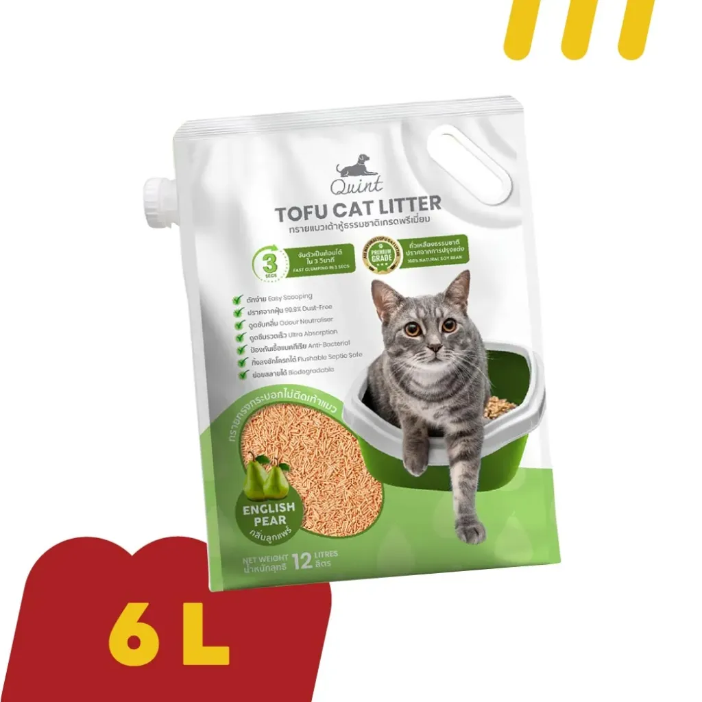 [11-Quin-T0005] Quint 6L (ToFu) ทรายแมว (เต้าหู้) กลิ่น "ลูกแพร์"