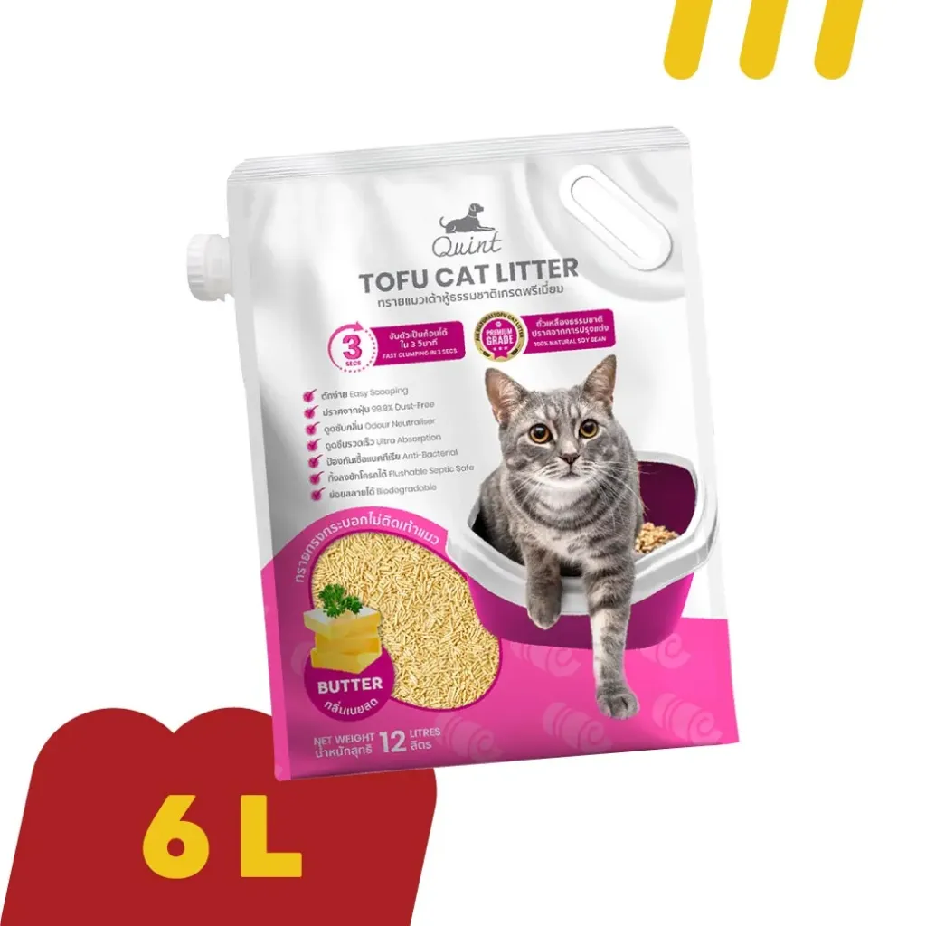 [11-Quin-T0003] Quint 6L (ToFu) ทรายแมว (เต้าหู้) กลิ่น กลิ่น "เนย"