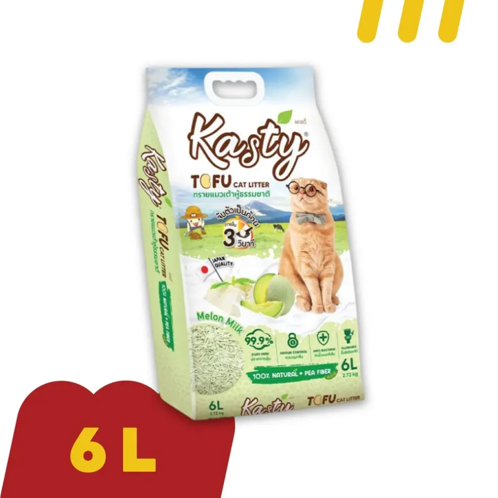 [11-KAST-Y6L001] Kasty 6L (ToFu) ทรายแมว (เต้าหู้) Melon Milk