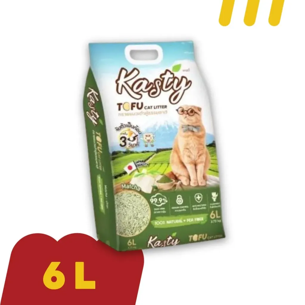 Kasty 6L (ToFu) ทรายแมว (เต้าหู้) Matcha
