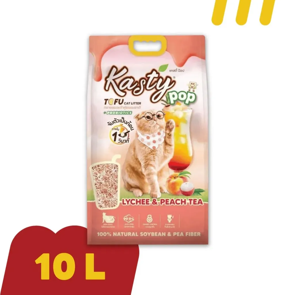 [11-KAST-Y10L06] Kasty 10L (ToFu) ทรายแมว (เต้าหู้) Lychee&PechTea