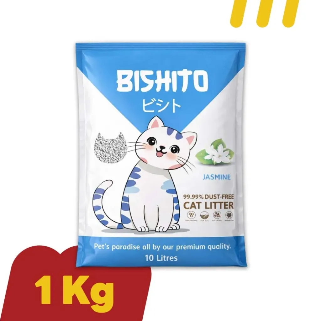 Bishito 10L (สีฟ้า)  ทรายแมว กลิ่น "ดอกมะลิ"