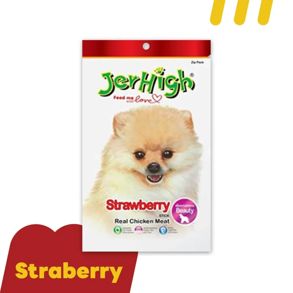 [11-JERH-I0010] JerHigh Real Chicken Strawberry 60g ขนมสุนัข ไก่รสสตอเบอรี่