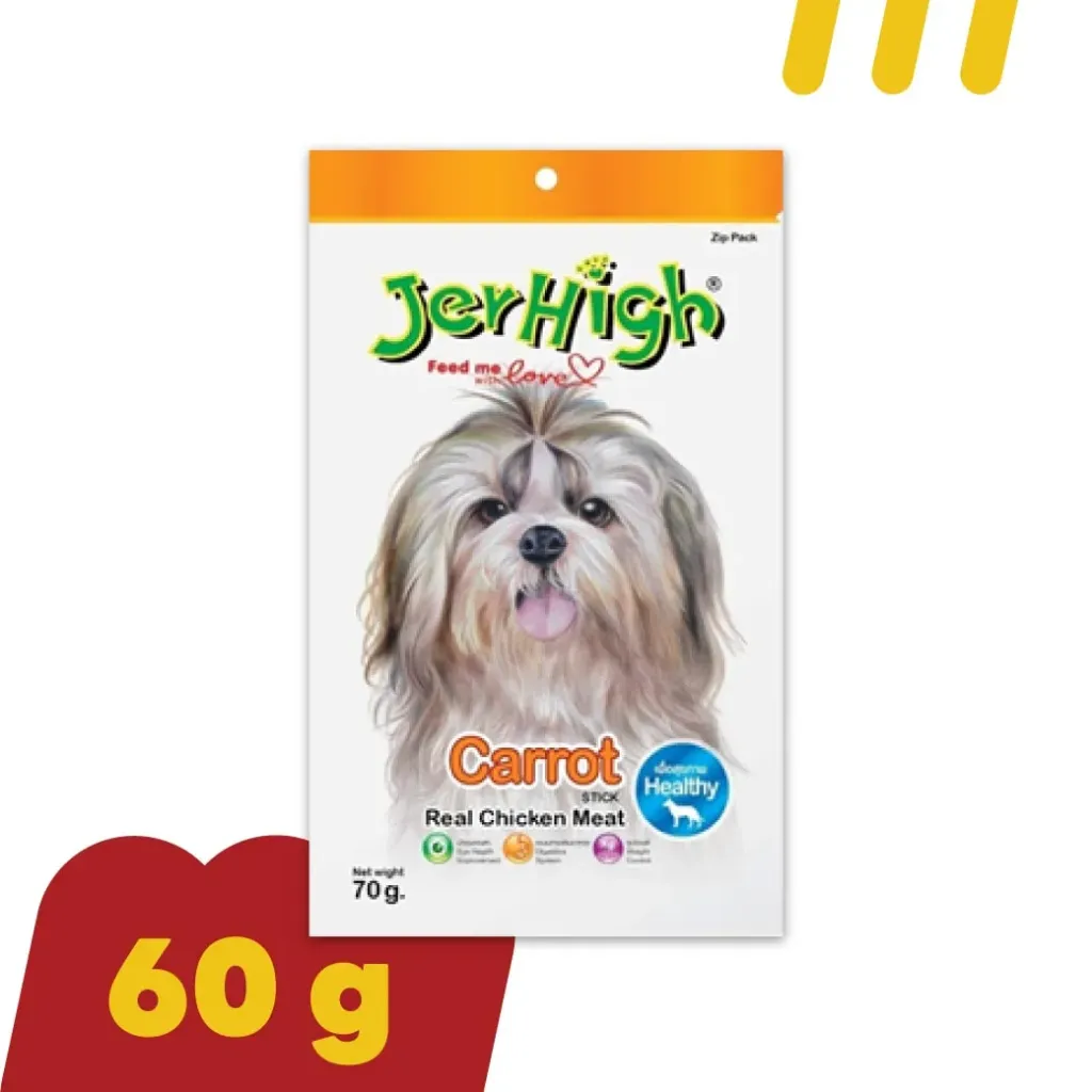 JerHigh Real Chicken Carrot 60g  ขนมสุนัข รสไก่ รสแครอทสติ๊ก