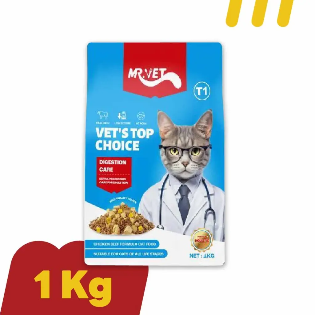[11-MR.V-ET0001] Mr.Vet 1Kg (T2)Hair&Skin อาหารแมว สูตรไก่และแซลมอน